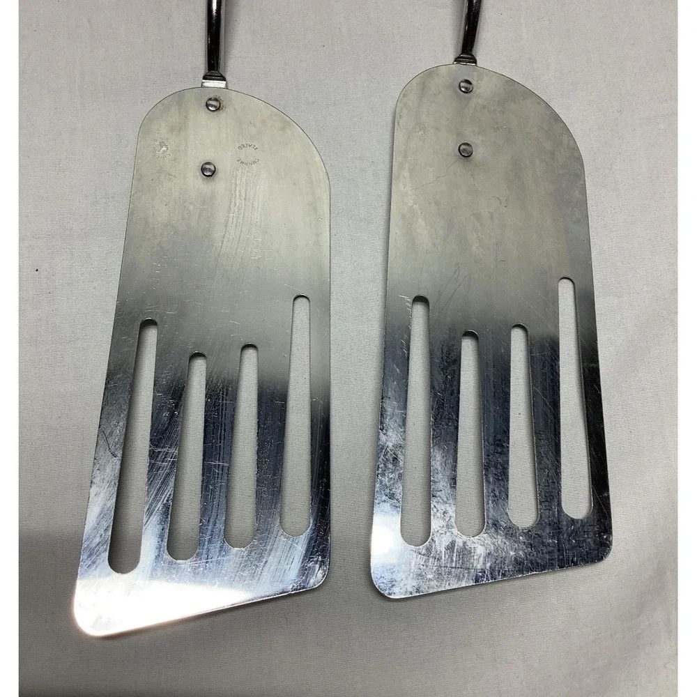 Vintage Foley Long Spatula Orange Handle 12.5 Inch 4 Slot Set of 2 USA Made